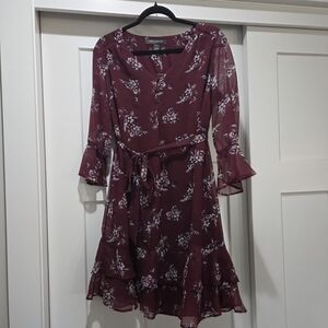 A Pea in the Pod Burgundy Floral Long Sleeve Dress